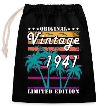 Born in 1941 - Closable cotton gift bag (25x30cm) - black - Front