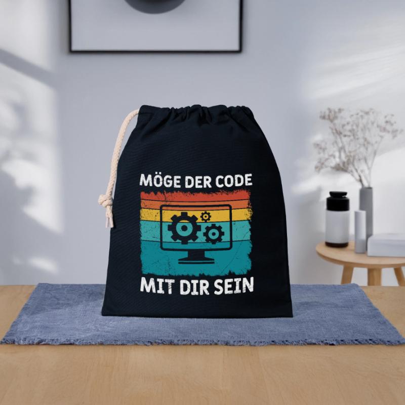 Nerd Computer MÖGE DER CODE MIT DIR SEIN LUSTIG Verschließbarer Geschenkbeutel aus Baumwolle (25x30cm)