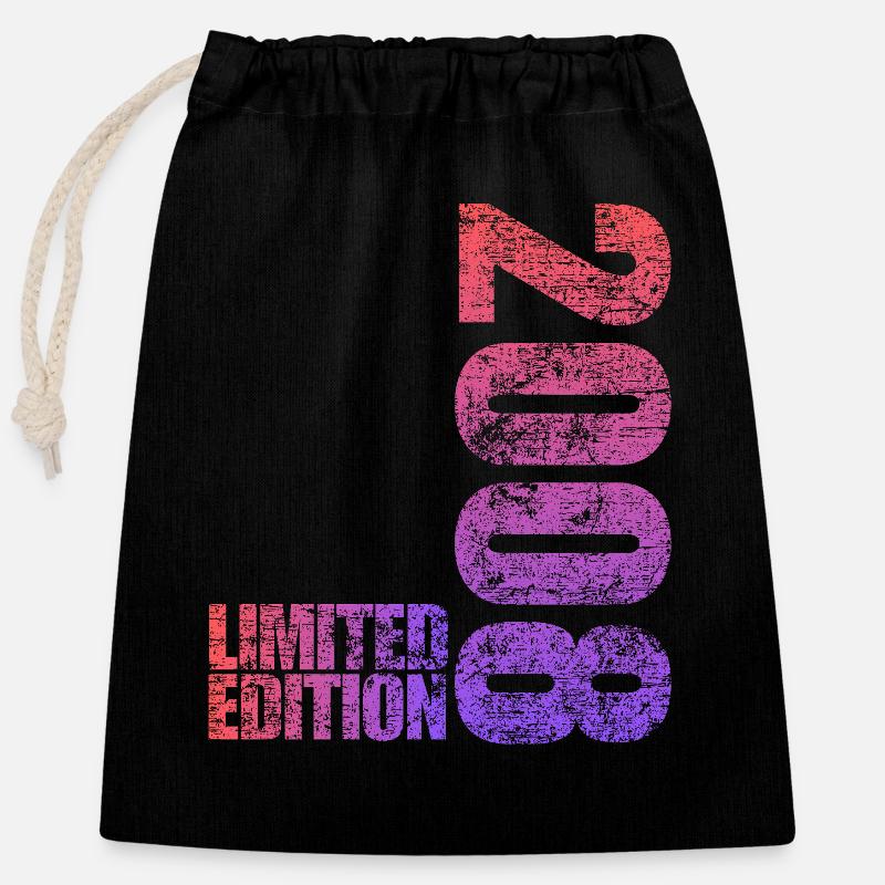 Édition limitée cadeau pour le 18e anniversaire 2008 - Sac cadeau en coton avec cordon (25 x 30 cm) - noir