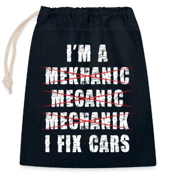 Humour de mécanicien de voitures Je répare - Sac cadeau en coton avec cordon (25 x 30 cm) - bleu marine - Devant