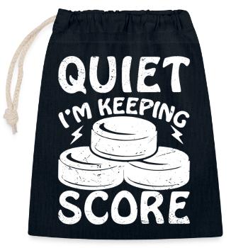 Quiet I'm keeping Score Hockey - Verschließbarer Geschenkbeutel aus Baumwolle (25x30cm) - Navy - Vorne