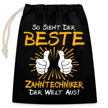 Idée cadeau pour technicien dentaire - Sac cadeau en coton avec cordon (25 x 30 cm) - noir - Devant