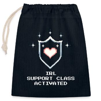 Support Class IRL | Social Work Strength - Closable cotton gift bag (25x30cm) - navy - Front