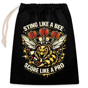 Sting like a bee | Ally  Pally Darts Pro - Verschließbarer Geschenkbeutel aus Baumwolle (25x30cm) - Schwarz - Vorne
