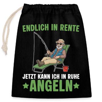 Retraite dans la pêche à la paix - adieu à la retraite - Sac cadeau en coton avec cordon (25 x 30 cm) - noir - Devant