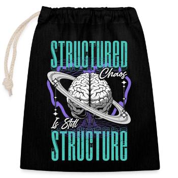 Neurodiversité neurodivergente structurée chaos - Sac cadeau en coton avec cordon (25 x 30 cm) - noir - Devant