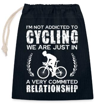 Amour à vélo — Dans une relation engagée - Sac cadeau en coton avec cordon (25 x 30 cm) - bleu marine - Devant