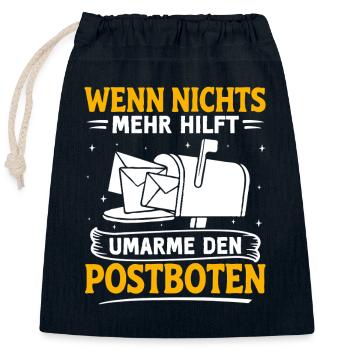 Postman WHEN NOTHING HELPS HUG THE POSTMAN - Closable cotton gift bag (25x30cm) - navy - Front