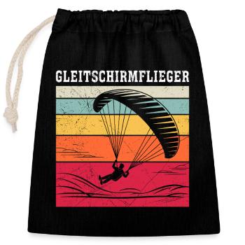 Paraglider GLEITSCHIRMFLIEGER LUSTIG - Verschließbarer Geschenkbeutel aus Baumwolle (25x30cm) - Schwarz - Vorne