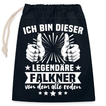 Falkner Legende - Verschließbarer Geschenkbeutel aus Baumwolle (25x30cm) - Navy - Vorne