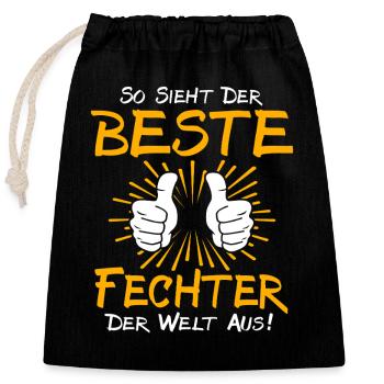 Fechter Geschenkidee - Verschließbarer Geschenkbeutel aus Baumwolle (25x30cm) - Schwarz - Vorne