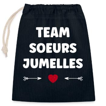 Team Sœurs Jumelles - Sac cadeau en coton avec cordon (25 x 30 cm) - bleu marine - Devant