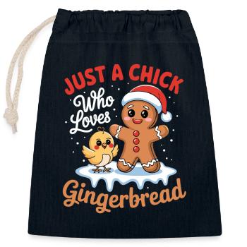 Just A Chick Who Loves Gingerbread Sweet Chick - Closable cotton gift bag (25x30cm) - navy - Front