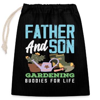 Father Son Plant Lover Gardening - Closable cotton gift bag (25x30cm) - black - Front