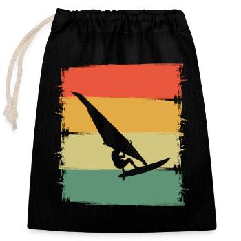 Windsurfer Silhouette - Verschließbarer Geschenkbeutel aus Baumwolle (25x30cm) - Schwarz - Vorne