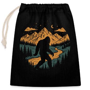 Bigfoot Night Walk - Verschließbarer Geschenkbeutel aus Baumwolle (25x30cm) - Schwarz - Vorne