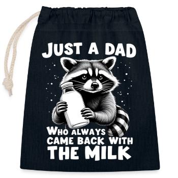 Milk-Bearing Father Raccoon - Closable cotton gift bag (25x30cm) - navy - Front