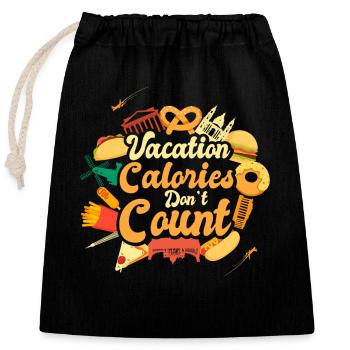 Les calories des vacances ne comptent pas le motif des voyages culinaires - Sac cadeau en coton avec cordon (25 x 30 cm) - noir - Devant