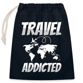 Cadeau d’aventure de voyage dans le monde - Sac cadeau en coton avec cordon (25 x 30 cm) - bleu marine - Devant
