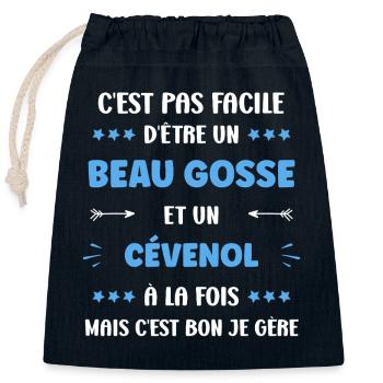 Beau gosse cévenol à la fois - Sac cadeau en coton avec cordon (25 x 30 cm) - bleu marine - Devant