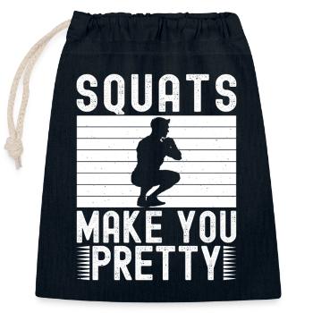 Les squats des accros à la salle te rendent plutôt calysthique - Sac cadeau en coton avec cordon (25 x 30 cm) - bleu marine - Devant