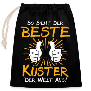 Küster Geschenkidee - Verschließbarer Geschenkbeutel aus Baumwolle (25x30cm) - Schwarz - Vorne