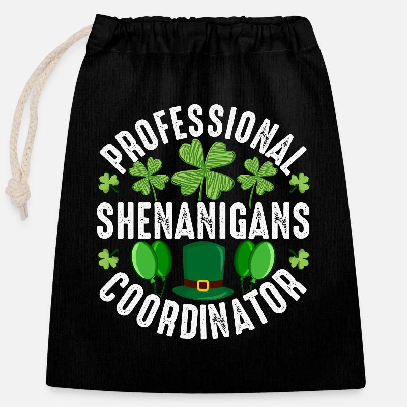 Professional Shenanigans Coordinator Irish Humor - Closable cotton gift bag (25x30cm) - black