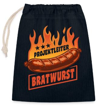 Project Manager Bratwurst | Grilling Flames Cult - Closable cotton gift bag (25x30cm) - navy - Front