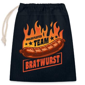Project Manager Team Bratwurst | Grilling Fire - Closable cotton gift bag (25x30cm) - navy - Front