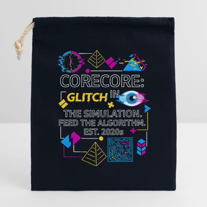 Corecore Glitch Simulation Algorithm Collage Closable cotton gift bag (25x30cm)