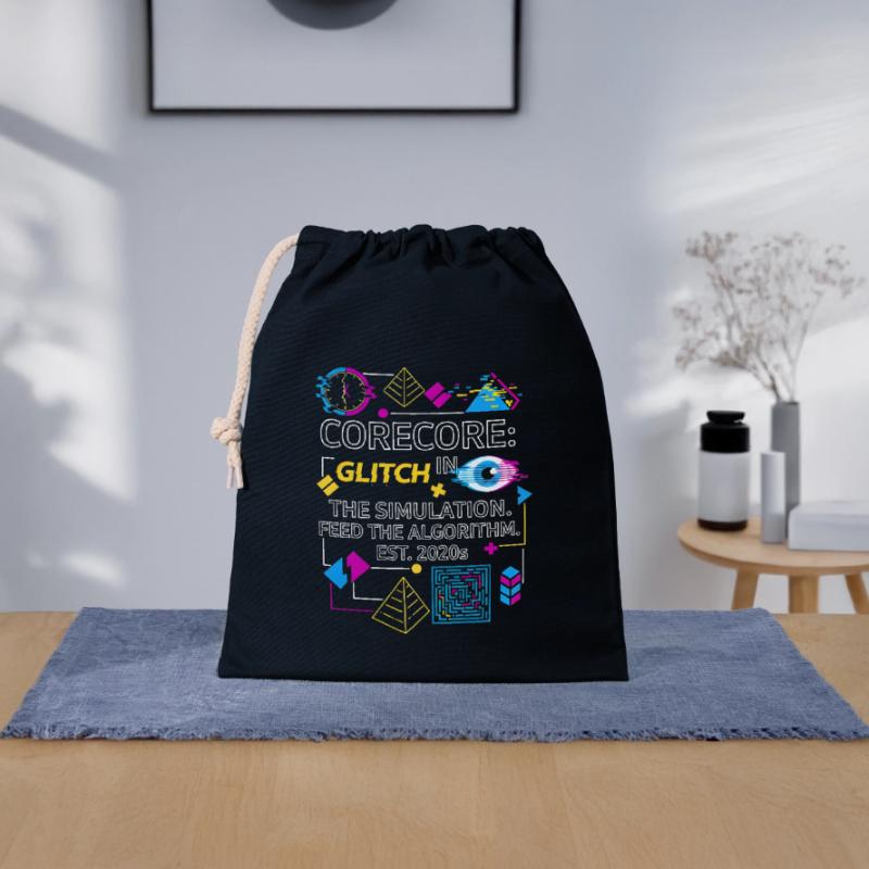 Corecore Glitch Simulation Algorithm Collage Closable cotton gift bag (25x30cm)