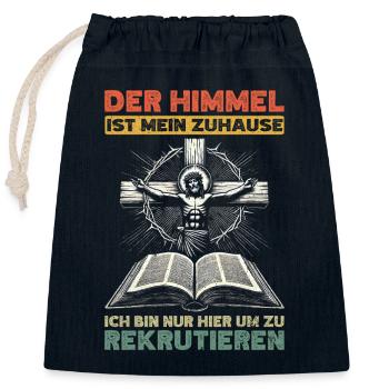 Heaven Is My Home Church Christian - Closable cotton gift bag (25x30cm) - navy - Front