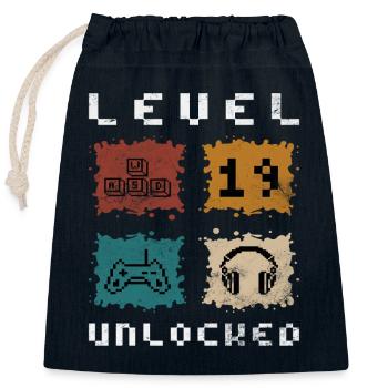 Level 19 freigeschaltet - Verschließbarer Geschenkbeutel aus Baumwolle (25x30cm) - Navy - Vorne
