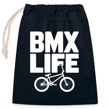 Vie BMX - Sac cadeau en coton avec cordon (25 x 30 cm) - bleu marine - Devant