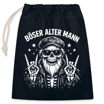 Evil Old Man Skull - Skull Rocker Design - Closable cotton gift bag (25x30cm) - navy - Front