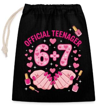 Official Teenager Hearts & Nails 67 13th Birthday - Closable cotton gift bag (25x30cm) - black - Front