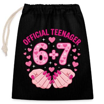 Official Teenager 67 Hearts 13th Birthday - Closable cotton gift bag (25x30cm) - black - Front