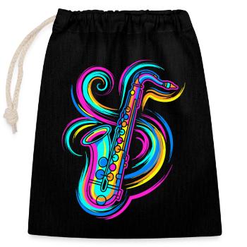 Saxophone - Closable cotton gift bag (25x30cm) - black - Front