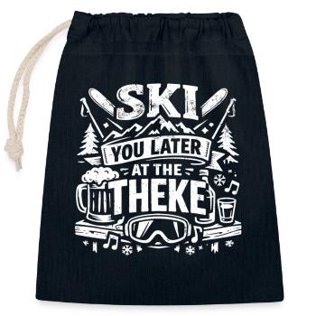 Ski You Later at the Theke | Après Ski - Verschließbarer Geschenkbeutel aus Baumwolle (25x30cm) - Navy - Vorne