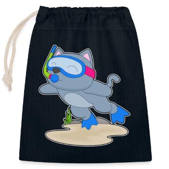 Katze Taucher Schnorchel Tauchen - Verschließbarer Geschenkbeutel aus Baumwolle (25x30cm) - Navy - Vorne
