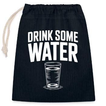 Trink etwas Wasser - Verschließbarer Geschenkbeutel aus Baumwolle (25x30cm) - Navy - Vorne