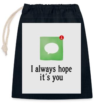 Ich hoffe immer, dass du es bist. - Verschließbarer Geschenkbeutel aus Baumwolle (25x30cm) - Navy - Vorne