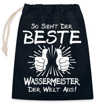 Bester Wassermeister - Verschließbarer Geschenkbeutel aus Baumwolle (25x30cm) - Navy - Vorne