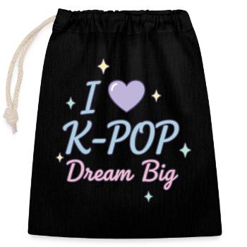 Ich liebe K-Pop-Traum Großer süßer koreanischer Musikfan - Verschließbarer Geschenkbeutel aus Baumwolle (25x30cm) - Schwarz - Vorne