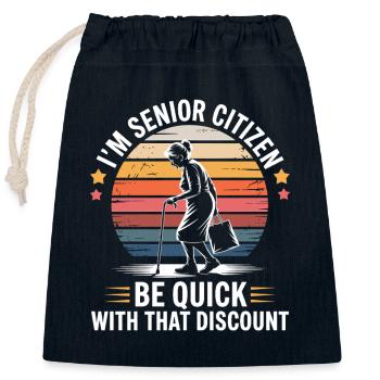 Fun granny discounts for lovers - Closable cotton gift bag (25x30cm) - navy - Front