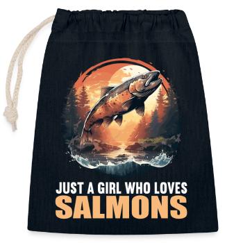 Lachse Lachs - Verschließbarer Geschenkbeutel aus Baumwolle (25x30cm) - Navy - Vorne
