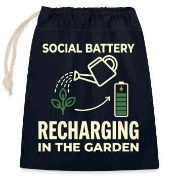 Social Battery Recharging Garden Humor - Closable cotton gift bag (25x30cm) - navy - Front