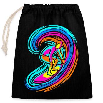 VAGUE SURFER - Sac cadeau en coton avec cordon (25 x 30 cm) - noir - Devant