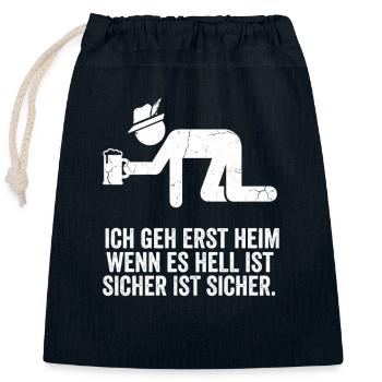 Sicher ist sicher (Bier-Motiv) - Verschließbarer Geschenkbeutel aus Baumwolle (25x30cm) - Navy - Vorne