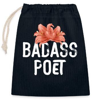 Badass Poet Blumentypografie - Verschließbarer Geschenkbeutel aus Baumwolle (25x30cm) - Navy - Vorne